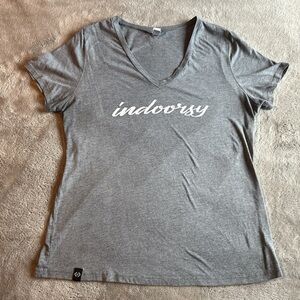 Indoorsy Women's Gray V-Neck Tee